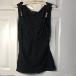 Express / cotton tank / black with gold trim